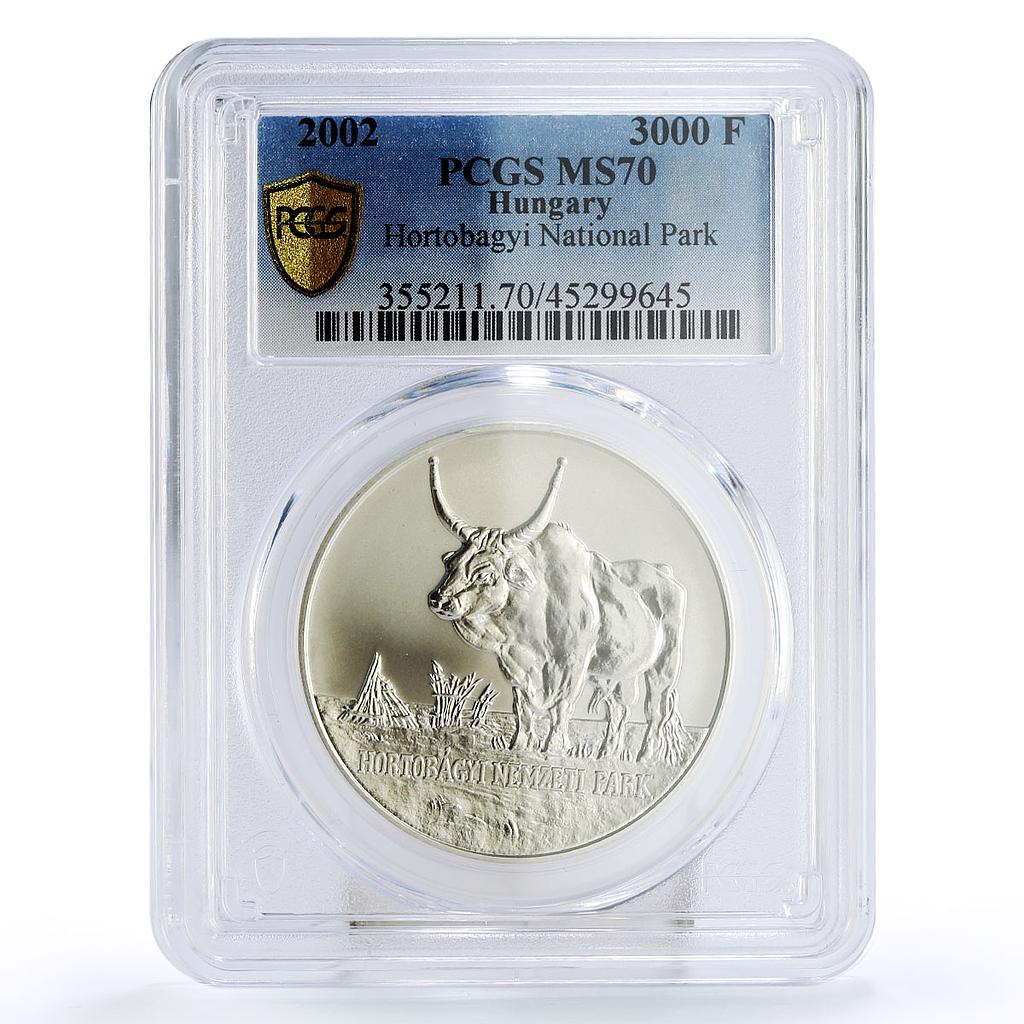 Hungary 3000 forint Hortobagyi National Park Cattle MS70 PCGS silver coin 2002