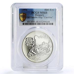Hungary 1000 forint Old Danube Ship Carolina Steamer MS68 PCGS silver coin 1995