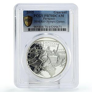 Paraguay 1 guarani Rio Olympic Games Runners PR70 PCGS silver coin 2015