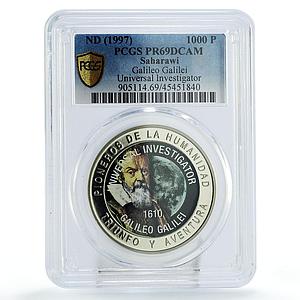 Saharawi 1000 pesetas Universal Investigator Galilei PR69 PCGS CuNi coin 1997