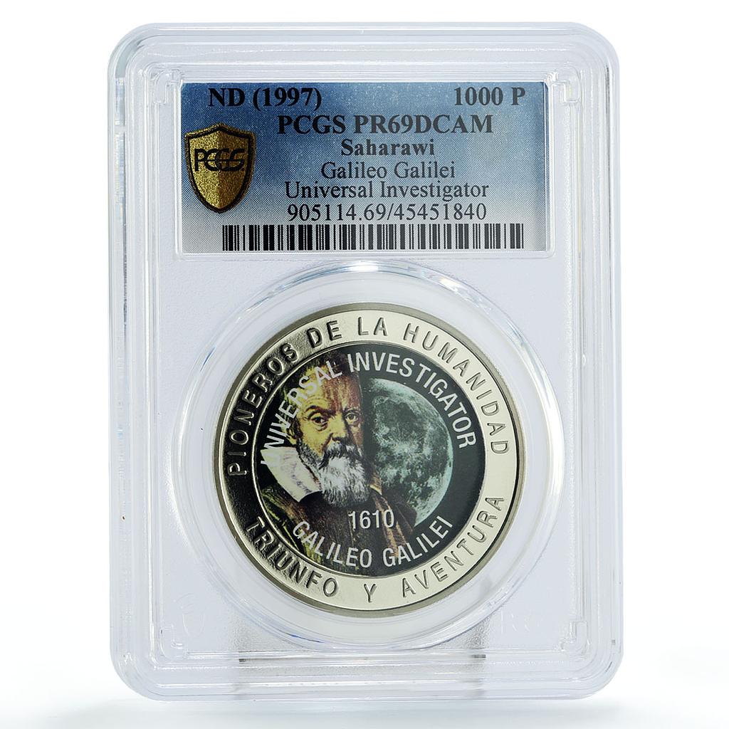 Saharawi 1000 pesetas Universal Investigator Galilei PR69 PCGS CuNi coin 1997