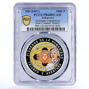 Saharawi 1000 pesetas New Cosmos Theory Copernicus PR68 PCGS CuNi coin 1997