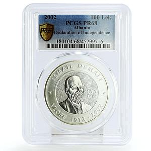 Albania 100 leke Qemalis Declaration of Independence PR68 PCGS silver coin 2002