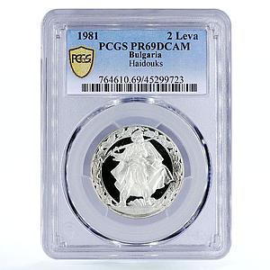 Bulgaria 2 leva 1300th Anniversary of Haidouks Warriors PR69 PCGS CuNi coin 1981