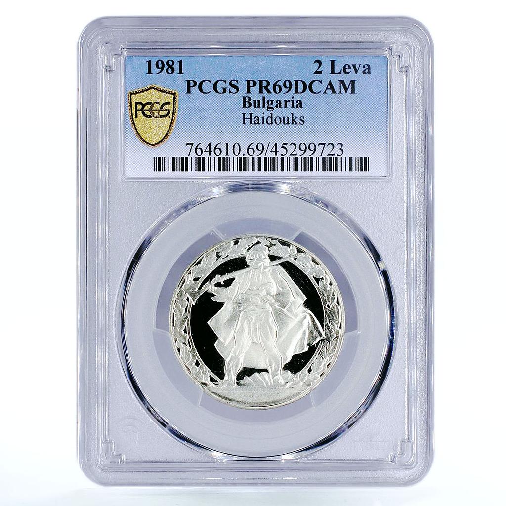 Bulgaria 2 leva 1300th Anniversary of Haidouks Warriors PR69 PCGS CuNi coin 1981
