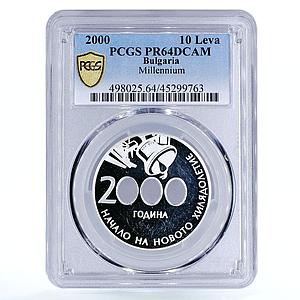 Bulgaria 10 leva The Beginning of the New Millennium PR64 PCGS silver coin 2000