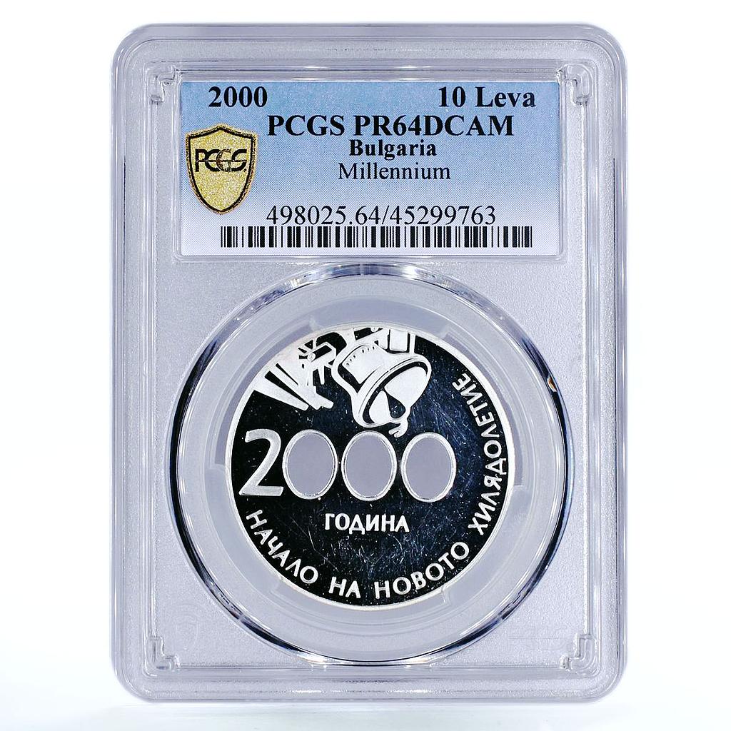 Bulgaria 10 leva The Beginning of the New Millennium PR64 PCGS silver coin 2000