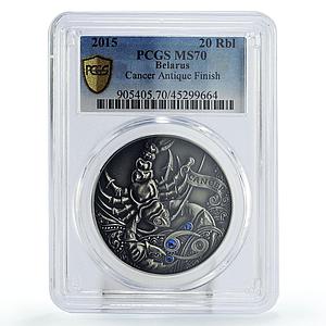 Belarus 20 rubles Zodiac Signs series Cancer MS70 PCGS silver coin 2015