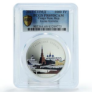 Congo 1000 francs Monuments Kazan City Kremlin PR69 PCGS silver coin 2013