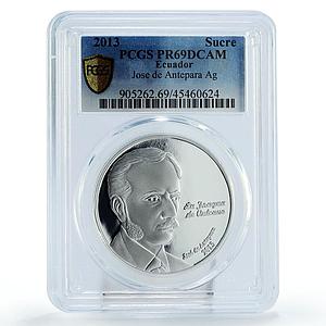 Ecuador 1 sucre Revolutionary Politic Jose Antepara PR69 PCGS silver coin 2013