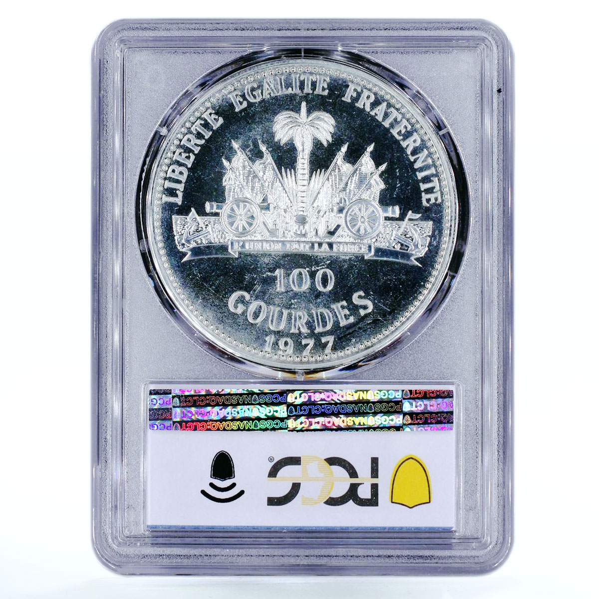 Haiti 100 Gourdes Sadat and Begin Peace Talks MS66 PCGS silver coin 1977