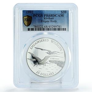 Kiribati 20 dollars Endangered Wildlife Frigate Birds PR68 PCGS silver coin 1992