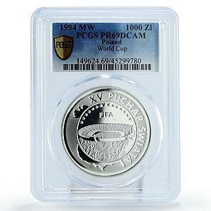 Poland 1000 zlotych Football World Cup in USA Stadium PR69 PCGS silver coin 1994
