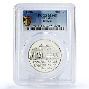 Slovakia 200 korun Mountain Railway Strba Trains MS69 PCGS silver coin 1996