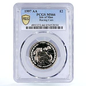 Isle of Man 2 pounds Racing Cars Speed Vehicles MS66 PCGS CuNiZinc coin 1997