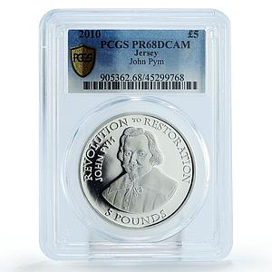 Bailiwick of Jersey 5 pounds Politician Sir John Pym PR68 PCGS silver coin 2010