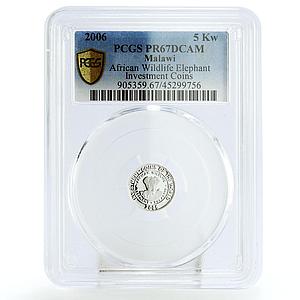 Malawi 5 kwacha Investment Coins African Elephant PR67 PCGS silver coin 2006