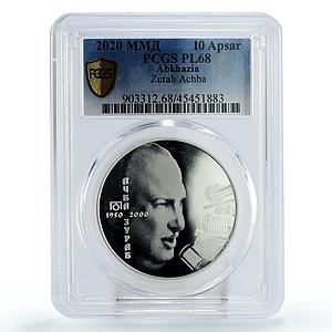 Abkhazia 10 apsars Outstanding Politician Zurab Achba PL68 PCGS silver coin 2020