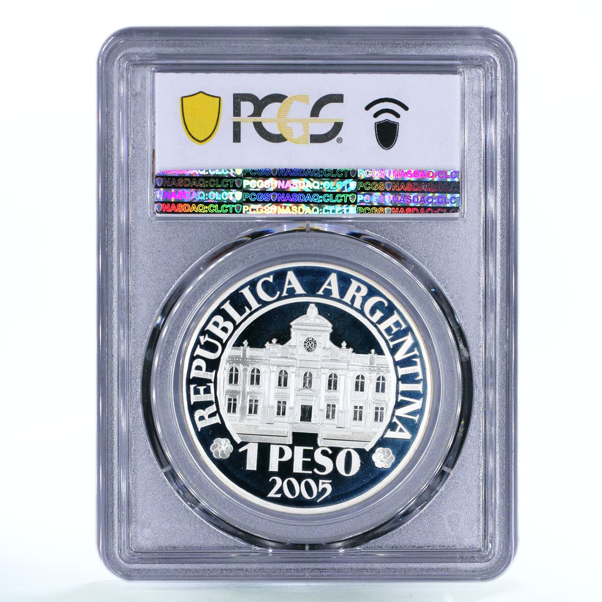 Argentina 1 peso Republican Central Bank Building PR68 PCGS silver coin 2005