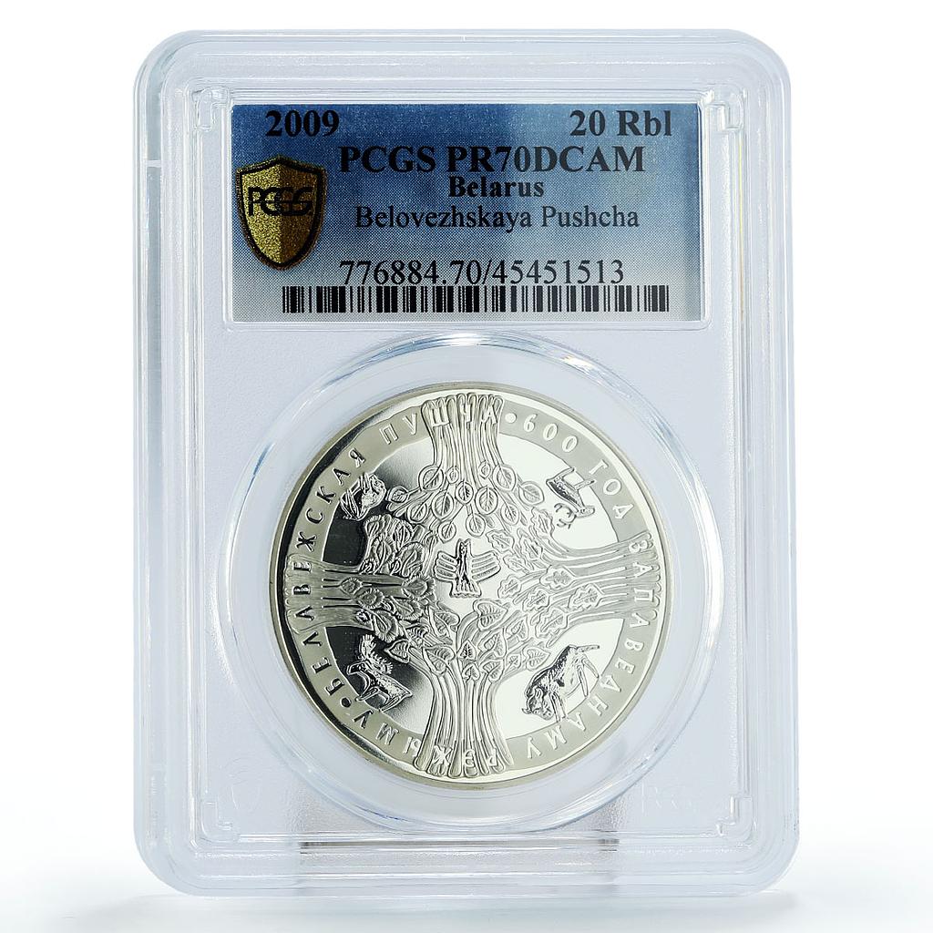 Belarus 20 rubles Belovezhskaya Pushcha Fauna PR70 PCGS silver coin 2009