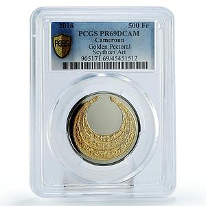 Cameroon 500 francs Golden Pectoral Scytian Art PR69 PCGS silver coin 2018