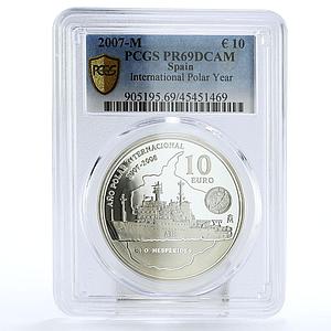 Spain 10 euro World Polar Year Arctic Ship Hesperides PR69 PCGS silver coin 2007