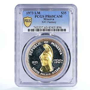 Minerva 35 dollars X1 Fantasy Torch Helmeted Woman PR65 PCGS silver coin 1973