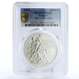 Hungary 5000 forint Rakoczis War of State Liberation MS69 PCGS silver coin 2003