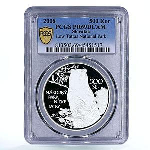 Slovakia 500 korun Low Tatras National Park Bear PR69 PCGS silver coin 2008