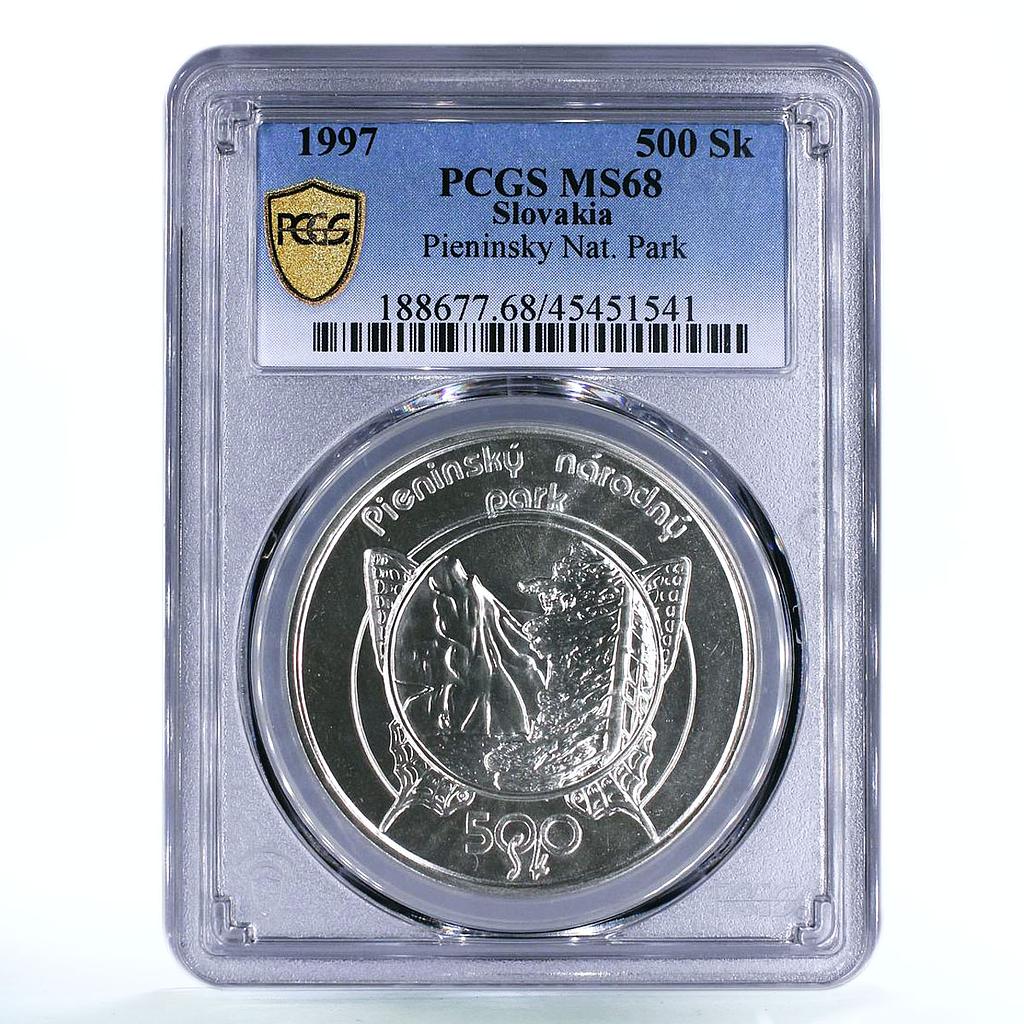 Slovakia 500 korun Pieninsky National Park Butterfly MS68 PCGS silver coin 1997