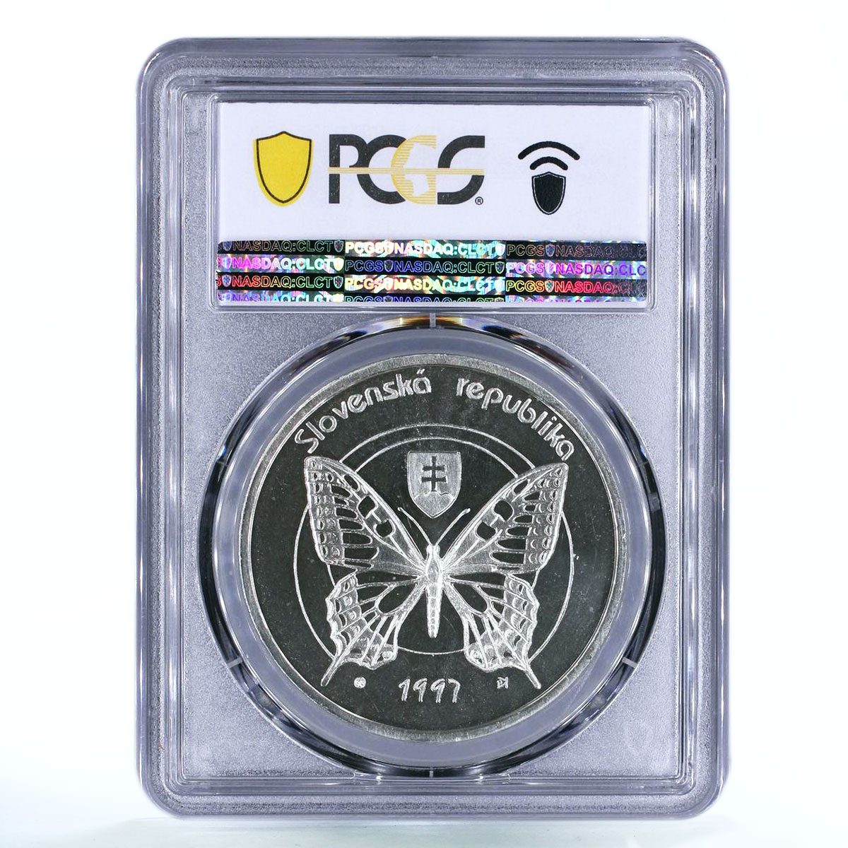 Slovakia 500 korun Pieninsky National Park Butterfly MS68 PCGS silver coin 1997
