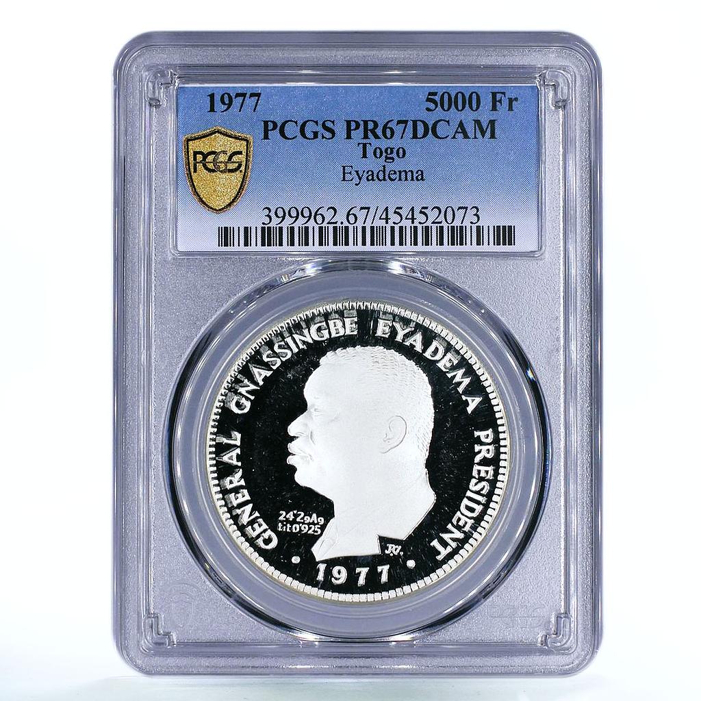 Togo 5000 francs General Gnassingbe Eyadema PR67 PCGS silver 1977