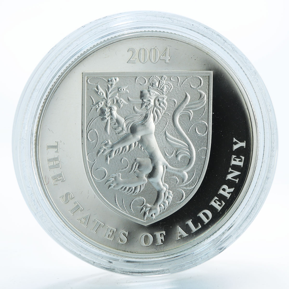 Alderney 5 Pounds David Beckham England football team silver proof coin 2004
