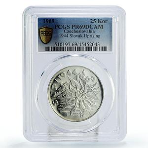 Czechoslovakia 25 korun 25 Years of Slovak Uprising PR69 PCGS silver coin 1969