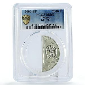 Hungary 2000 forint Sarospatak Art Angel in Wreath MS69 PCGS silver coin 2000