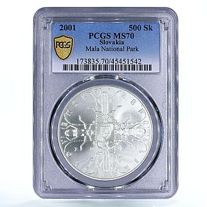 Slovakia 500 korun Nature Landscapes Mala Forest Park MS70 PCGS silver coin 2001