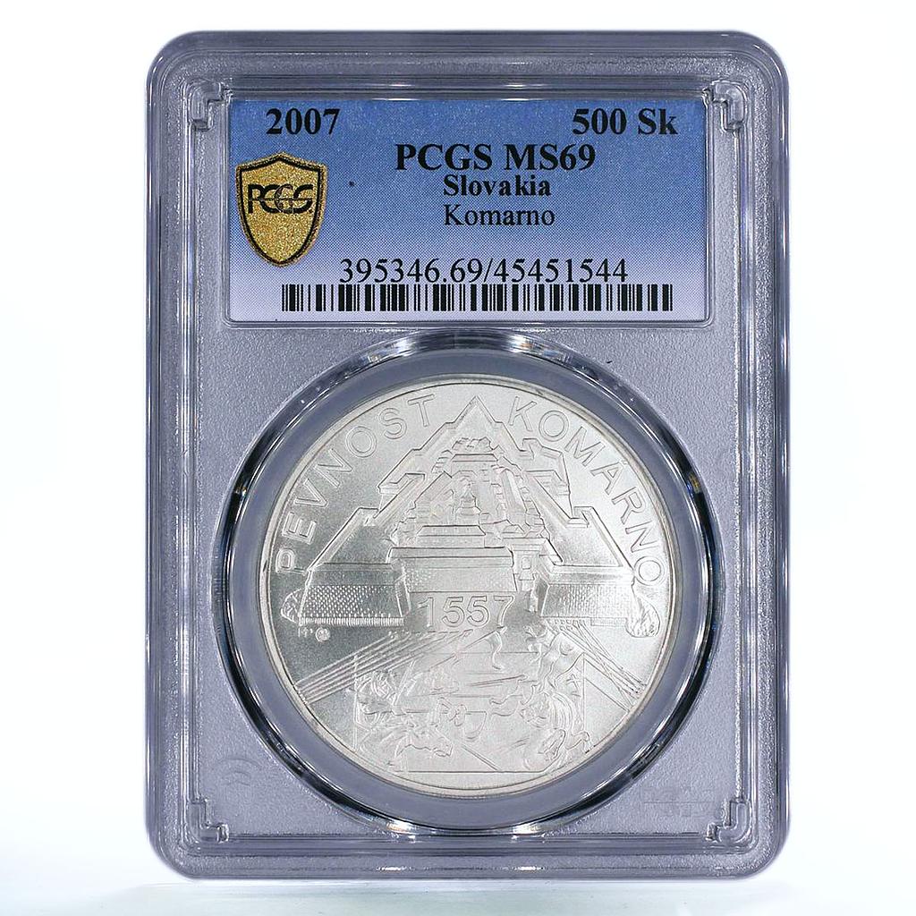 Slovakia 500 korun Komarno Fortress Castle Landscape MS69 PCGS silver coin 2007