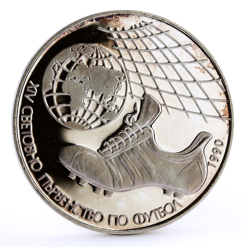 Bulgaria 25 leva Football World Cup in Italy proof silver coin 1990