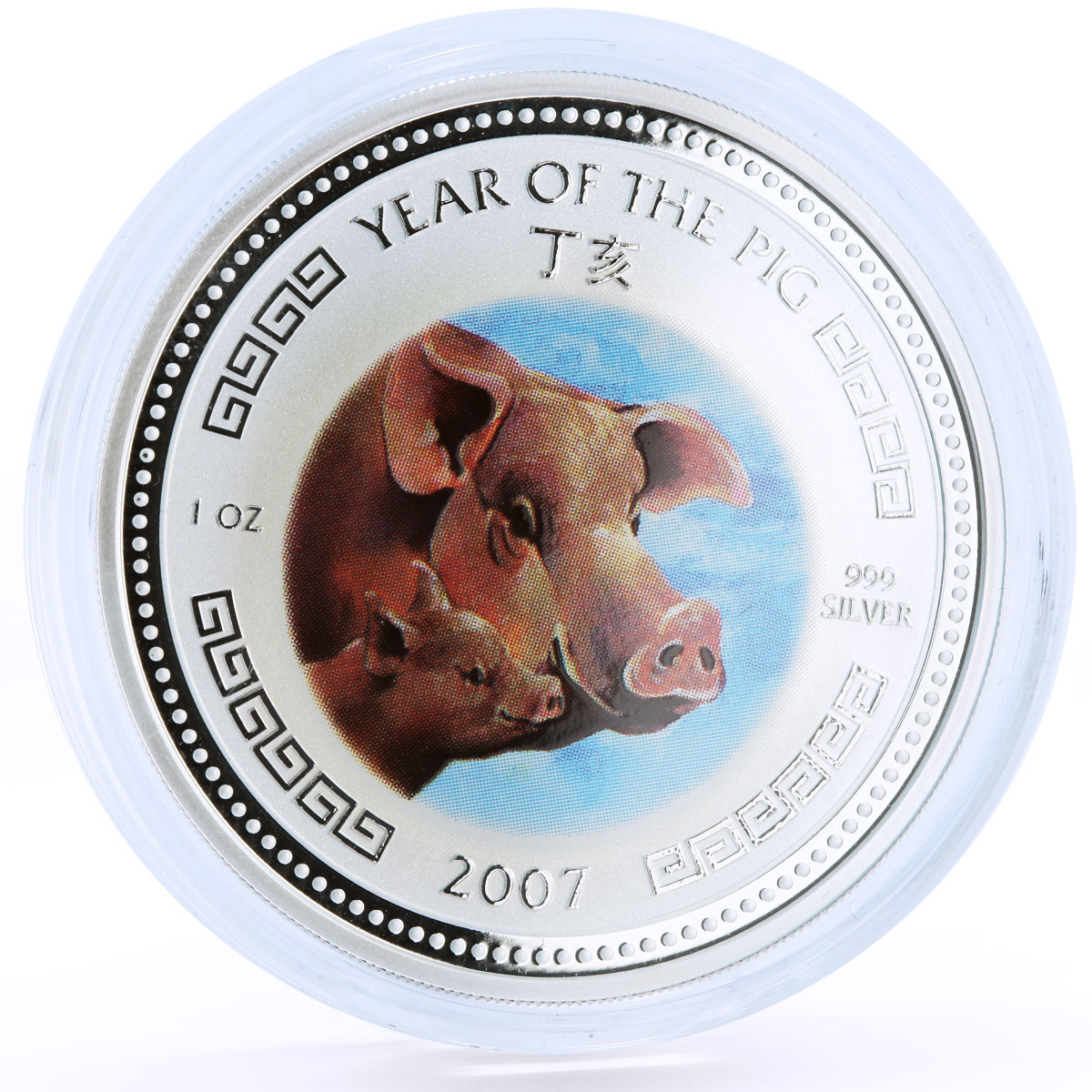 Cambodia set of 4 coins Lunar Calendar Year of the Pig colored silver coin 2007