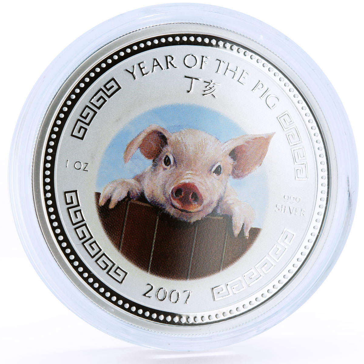 Cambodia set of 4 coins Lunar Calendar Year of the Pig colored silver coin 2007