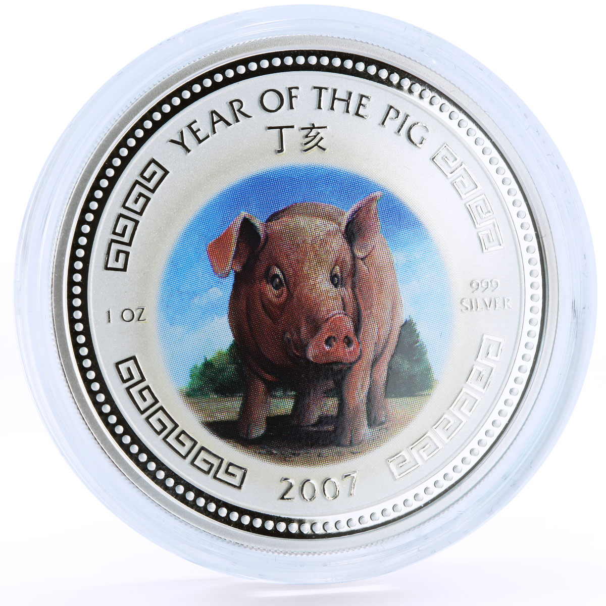 Cambodia set of 4 coins Lunar Calendar Year of the Pig colored silver coin 2007