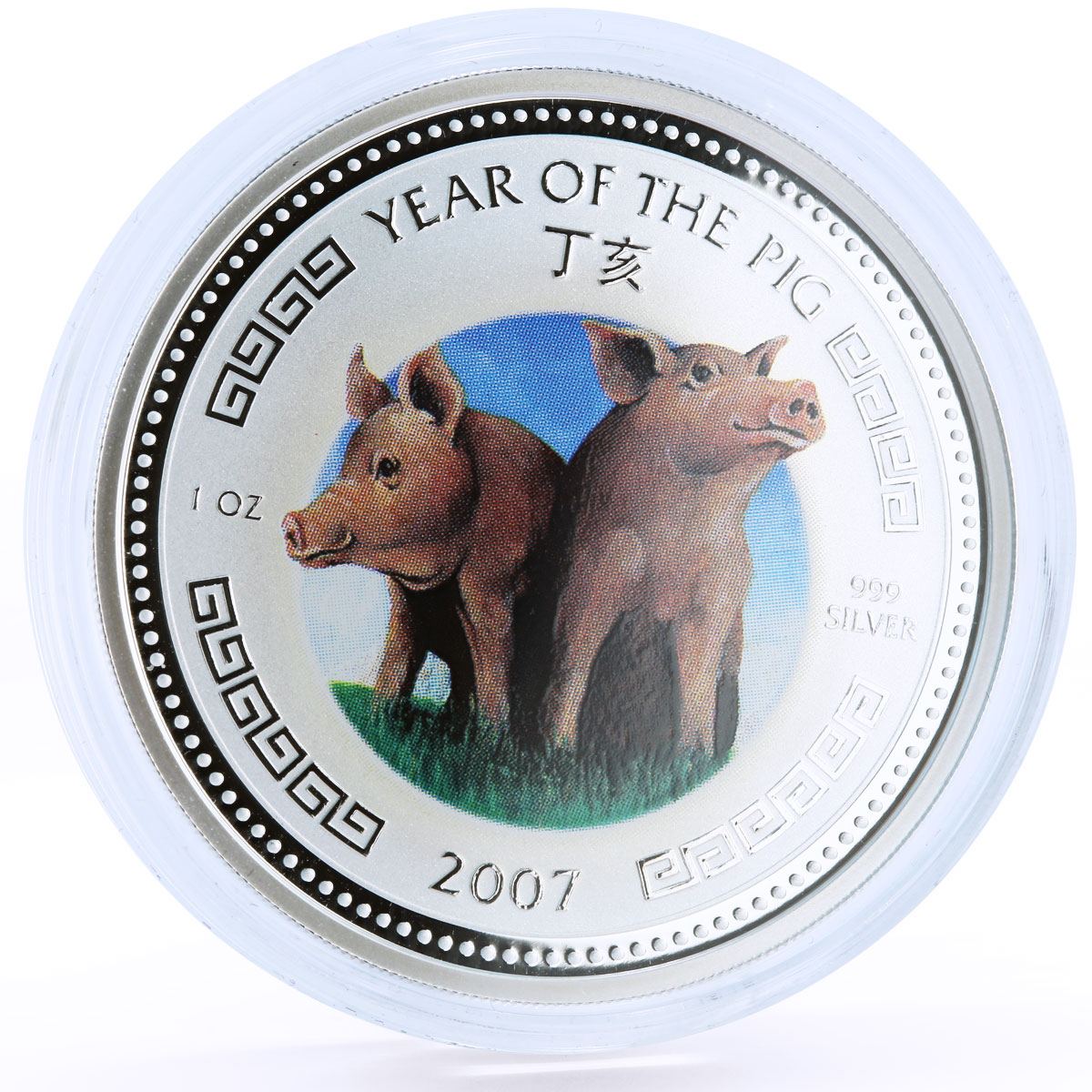 Cambodia set of 4 coins Lunar Calendar Year of the Pig colored silver coin 2007