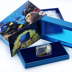 Niue 1 dollar Tropical Coral Fish Royal Blue Tang Fauna colored silver coin 2013