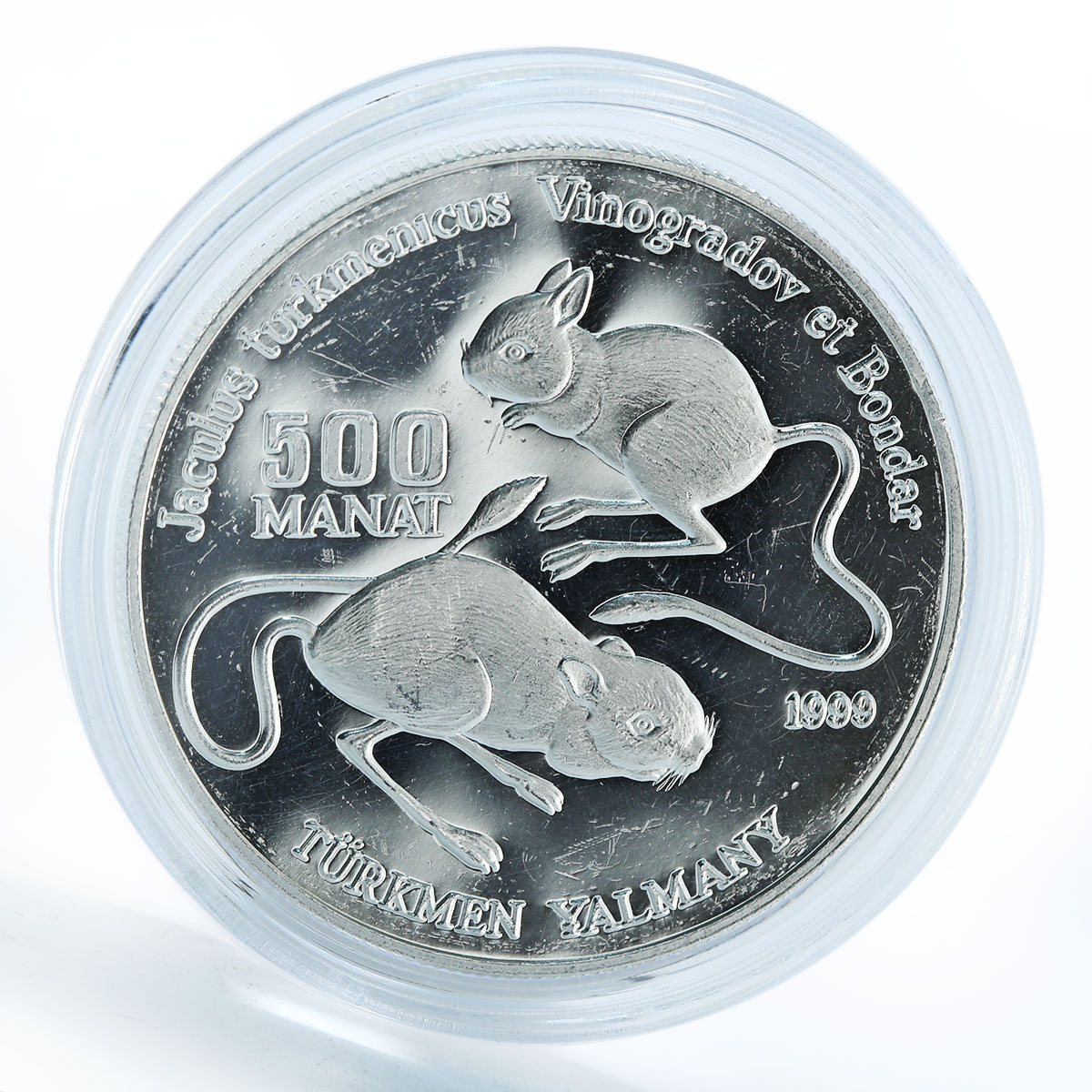 Turkmenistan 500 manat Red Book Turkmenistan Jerboa proof silver coin 1999
