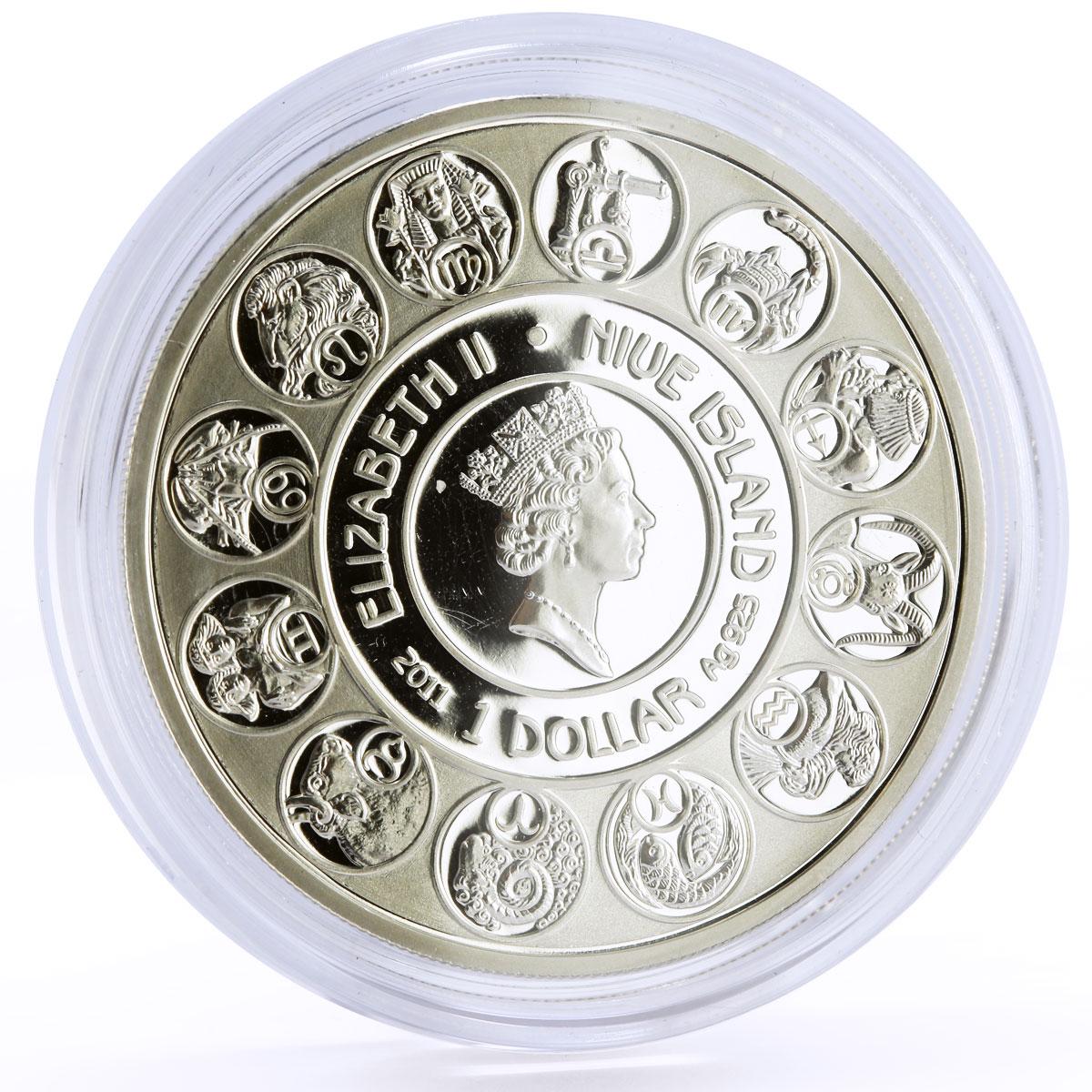 Niue 1 dollar Alphonse Mucha Zodiac series Cancer colored silver coin 2011