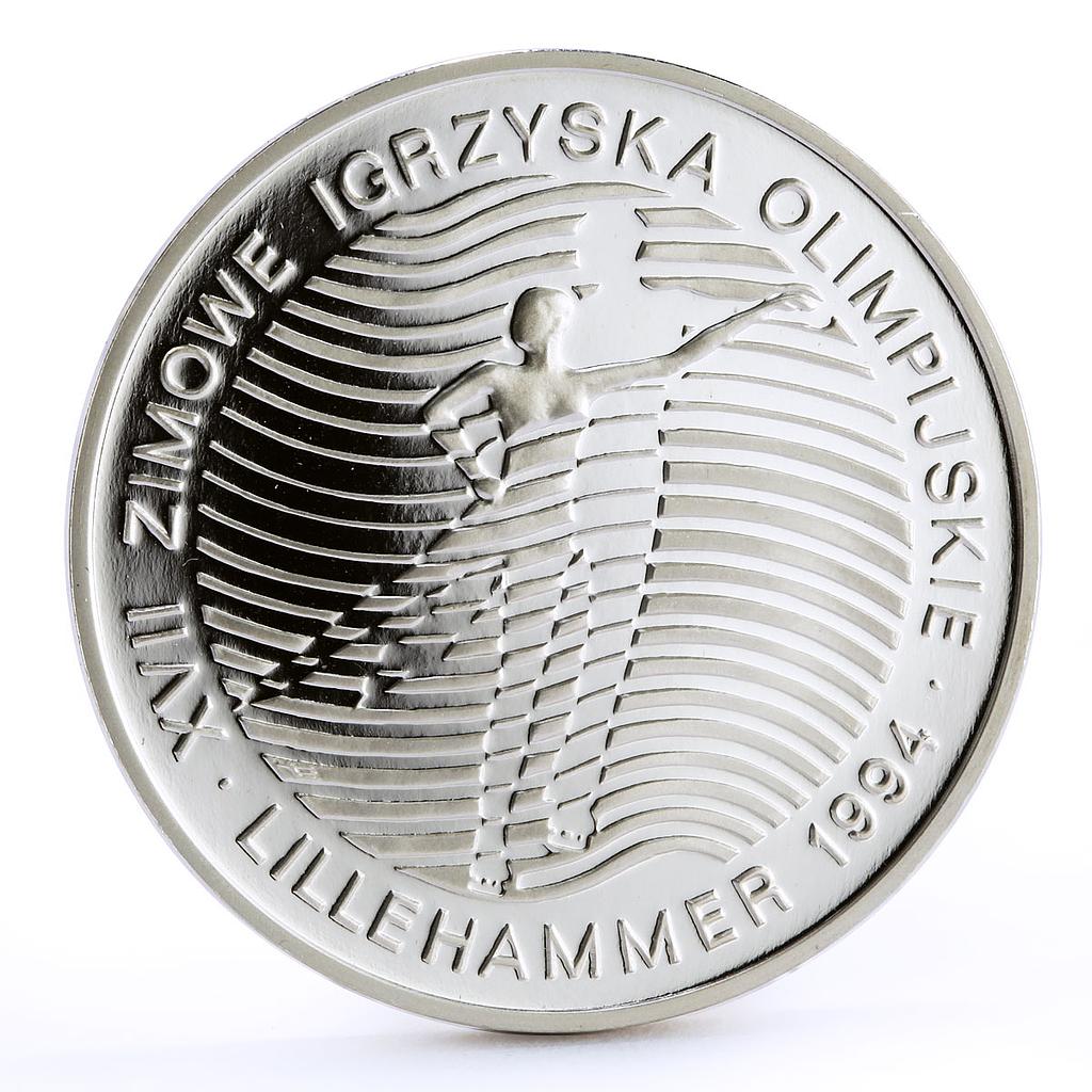 Poland 300000 zlotych Lillehammer Olympic Games Figure Skating silver coin 1993