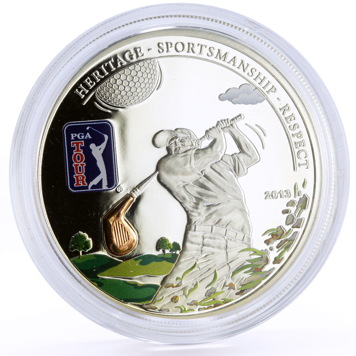 Cook Islands 5 dollars PGA Tour - Golf Club proof silver coin 2013