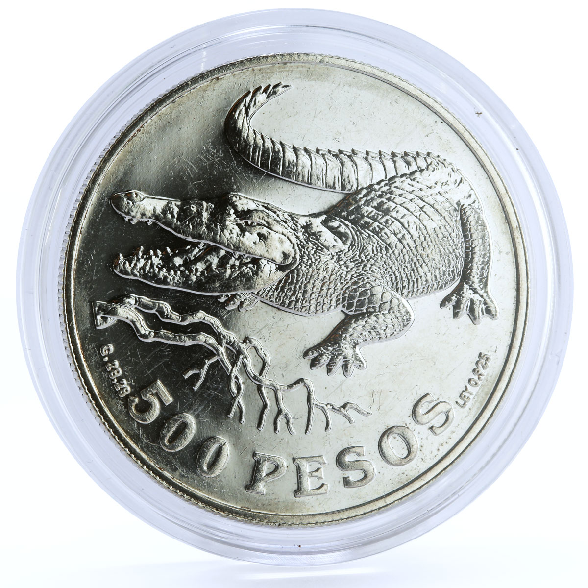 Colombia 500 pesos Endangered Wildlife Crocodile Fauna silver coin 1978