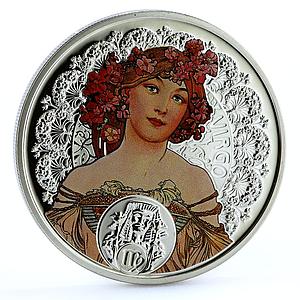 Niue 1 dollar Alphonse Mucha Zodiac series Virgo colored silver coin 2011