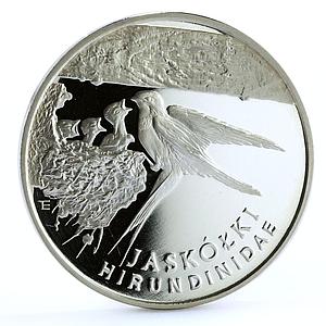 Poland 300000 zlotych Endangered Wildlife Barn Swallows Bird silver coin 1993